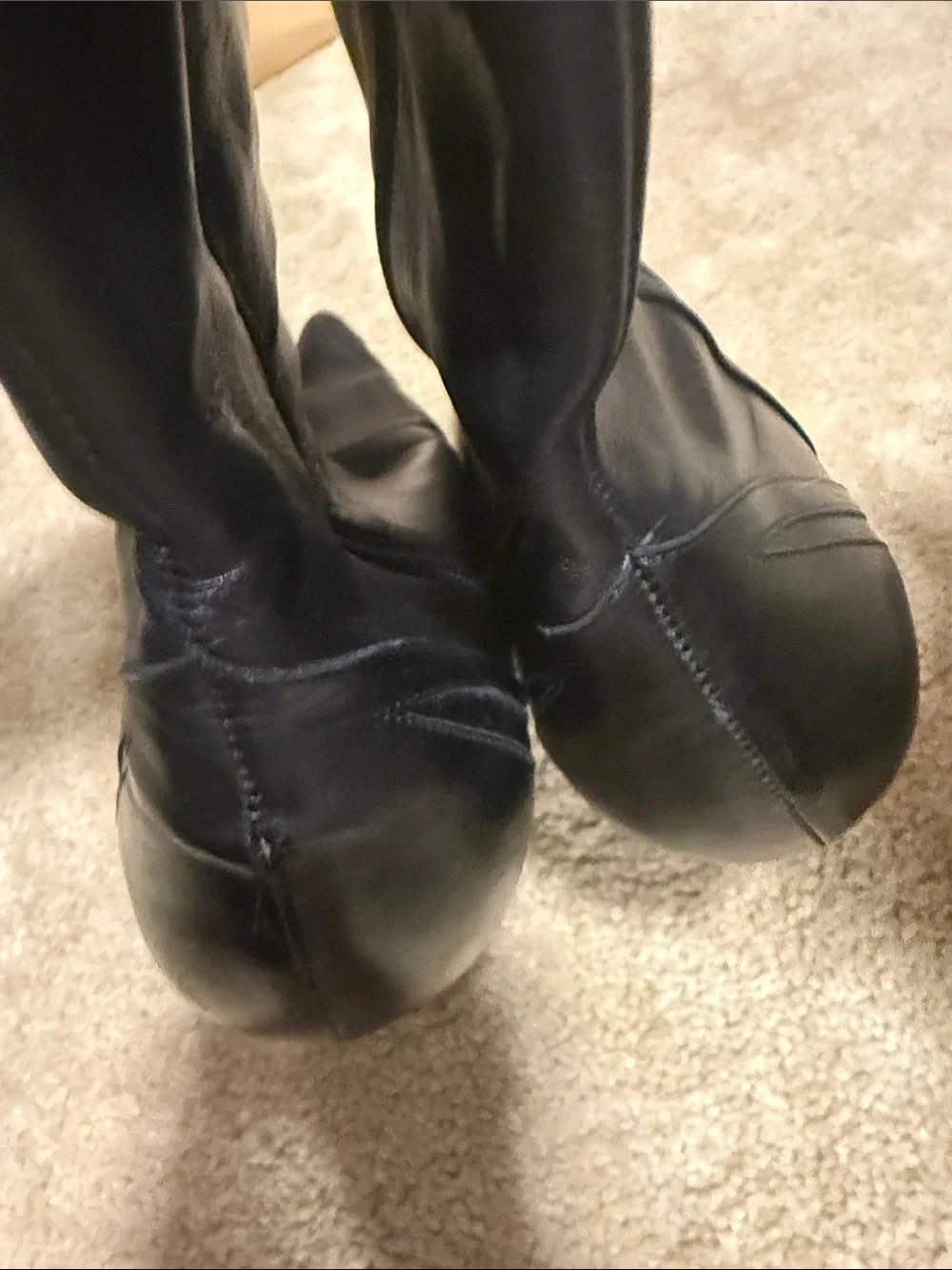 Cole Haan Black Leather Mid-Calf Heel Boots - Picture 6 of 7